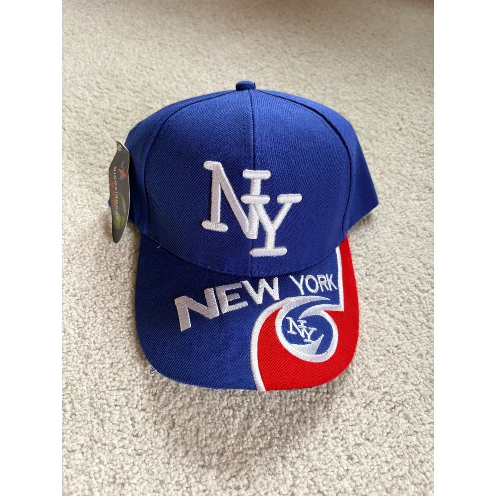 Mingxingcap Baseball Hat Wool Acrylic NY New York NEW One Size Blue Adjustable